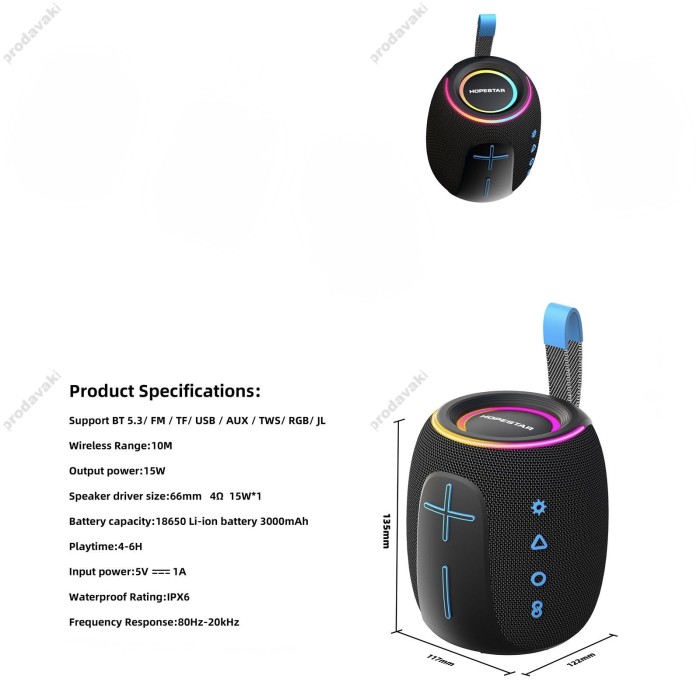 Портативна колонка Bluetooth Hopestar P90 mini 15W Black